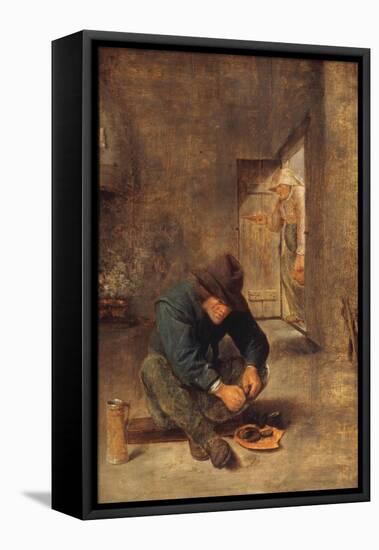 A Peasant eating Mussels in an Interior-Adraen Brouwer-Framed Premier Image Canvas