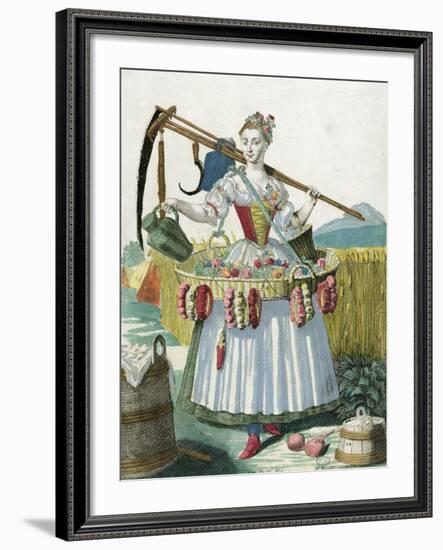 A Peasant Woman, circa 1735-Martin Engelbrecht-Framed Giclee Print