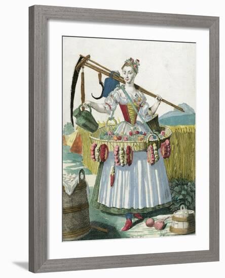 A Peasant Woman, circa 1735-Martin Engelbrecht-Framed Giclee Print