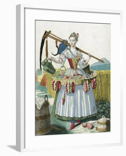 A Peasant Woman, circa 1735-Martin Engelbrecht-Framed Giclee Print