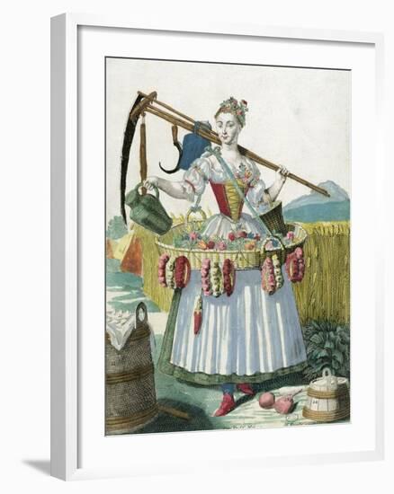 A Peasant Woman, circa 1735-Martin Engelbrecht-Framed Giclee Print