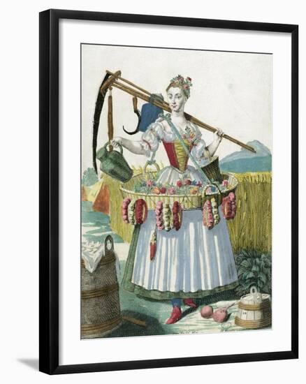 A Peasant Woman, circa 1735-Martin Engelbrecht-Framed Giclee Print