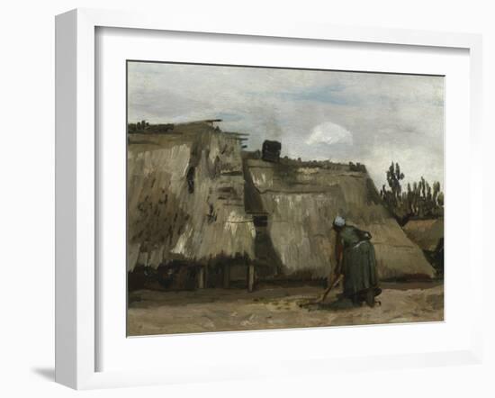 A Peasant Woman Digging in Front of Her Cottage, C.1885-Vincent van Gogh-Framed Giclee Print