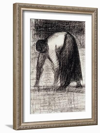 A Peasant Woman with Hands in the Ground-Georges Seurat-Framed Giclee Print