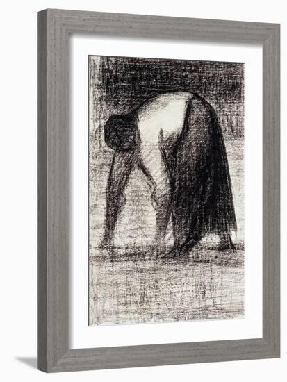 A Peasant Woman with Hands in the Ground-Georges Seurat-Framed Giclee Print