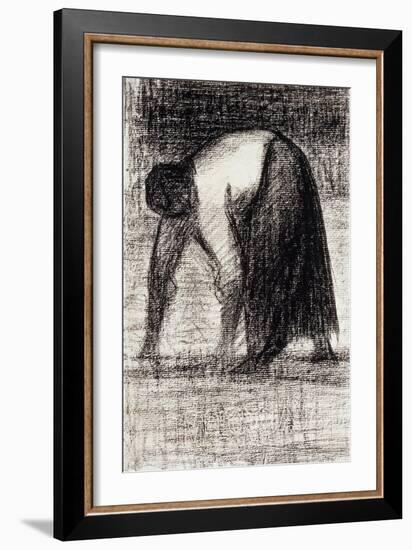 A Peasant Woman with Hands in the Ground-Georges Seurat-Framed Giclee Print