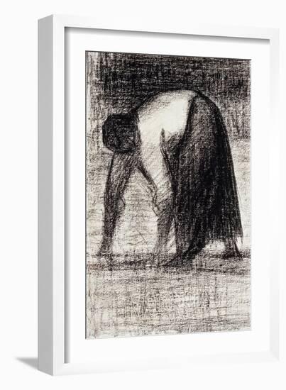 A Peasant Woman with Hands in the Ground-Georges Seurat-Framed Giclee Print