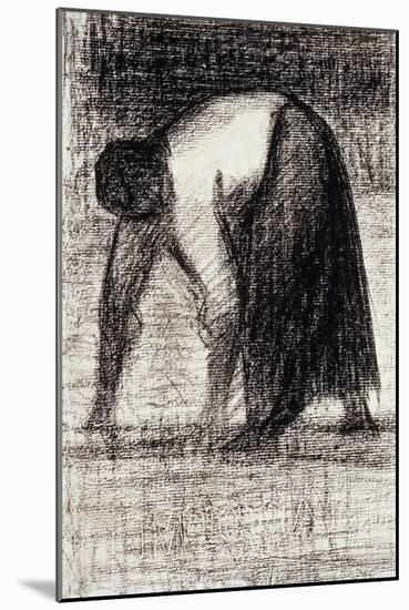 A Peasant Woman with Hands in the Ground-Georges Seurat-Mounted Giclee Print