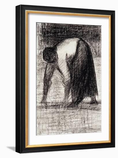 A Peasant Woman with Hands in the Ground-Georges Seurat-Framed Giclee Print