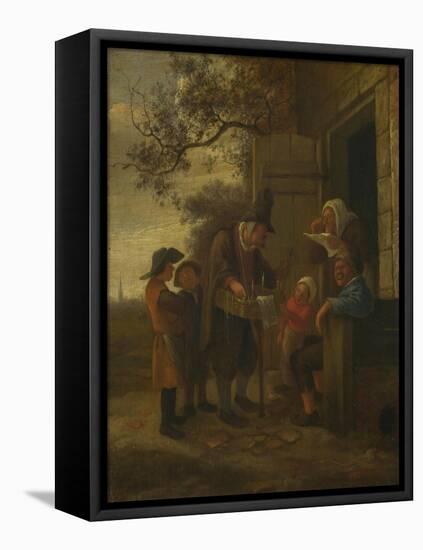 A Pedlar Selling Spectacles Outside a Cottage, C. 1653-Jan Havicksz Steen-Framed Premier Image Canvas