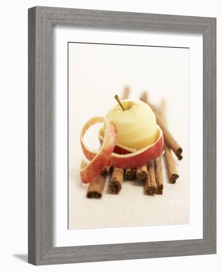 A Peeled Apple on Cinnamon Sticks-Marc O^ Finley-Framed Photographic Print