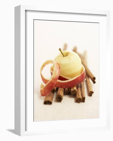 A Peeled Apple on Cinnamon Sticks-Marc O^ Finley-Framed Photographic Print