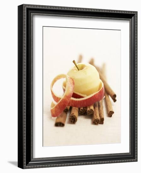 A Peeled Apple on Cinnamon Sticks-Marc O^ Finley-Framed Photographic Print