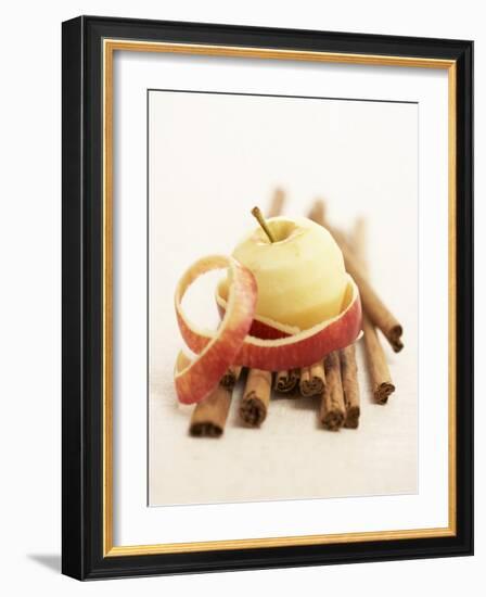 A Peeled Apple on Cinnamon Sticks-Marc O^ Finley-Framed Photographic Print
