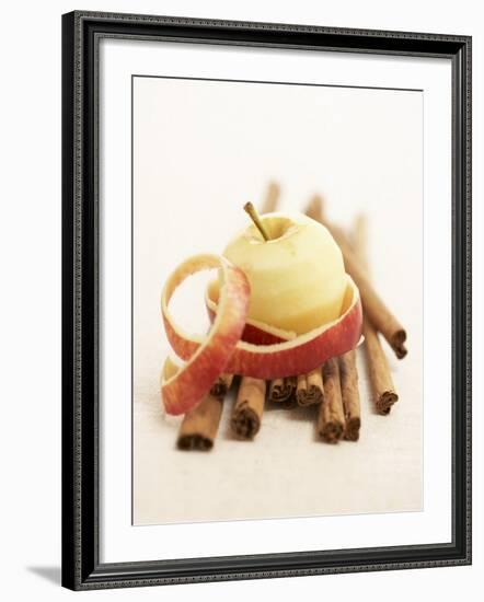 A Peeled Apple on Cinnamon Sticks-Marc O^ Finley-Framed Photographic Print