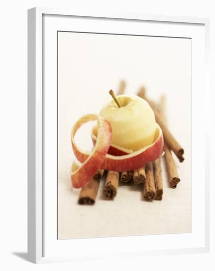 A Peeled Apple on Cinnamon Sticks-Marc O^ Finley-Framed Photographic Print