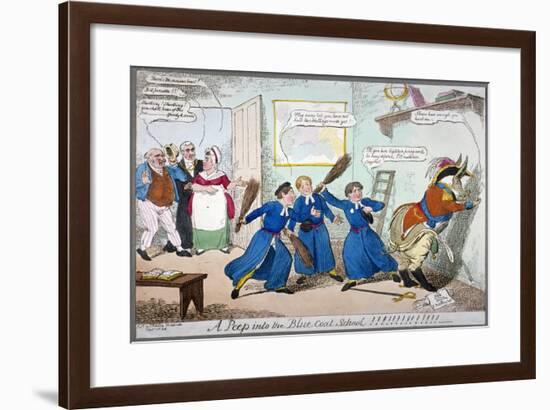 A Peep into the Blue Coat School!!!!!!!!!, 1815-George Cruikshank-Framed Giclee Print