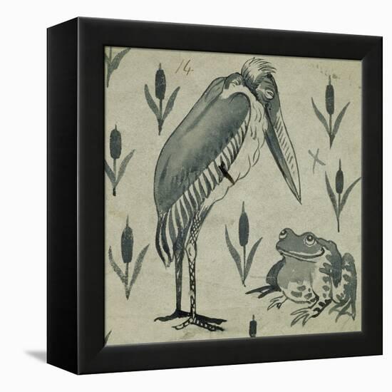 A Pelican and Frog in Conversation (W/C on Paper)-William De Morgan-Framed Premier Image Canvas