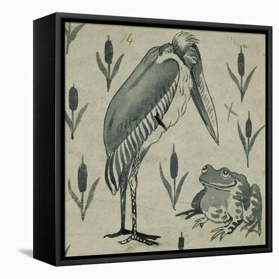 A Pelican and Frog in Conversation (W/C on Paper)-William De Morgan-Framed Premier Image Canvas