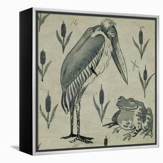 A Pelican and Frog in Conversation (W/C on Paper)-William De Morgan-Framed Premier Image Canvas