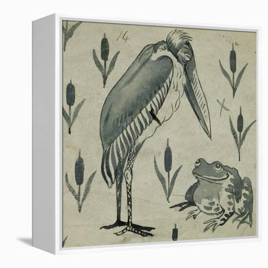 A Pelican and Frog in Conversation (W/C on Paper)-William De Morgan-Framed Premier Image Canvas