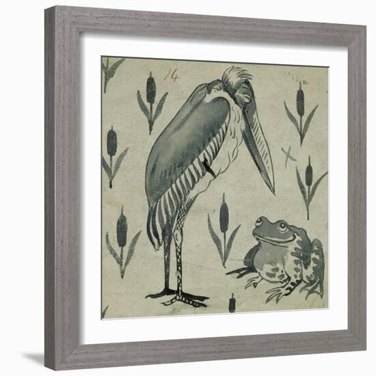 A Pelican and Frog in Conversation (W/C on Paper)-William De Morgan-Framed Giclee Print