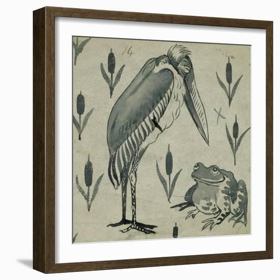 A Pelican and Frog in Conversation (W/C on Paper)-William De Morgan-Framed Giclee Print