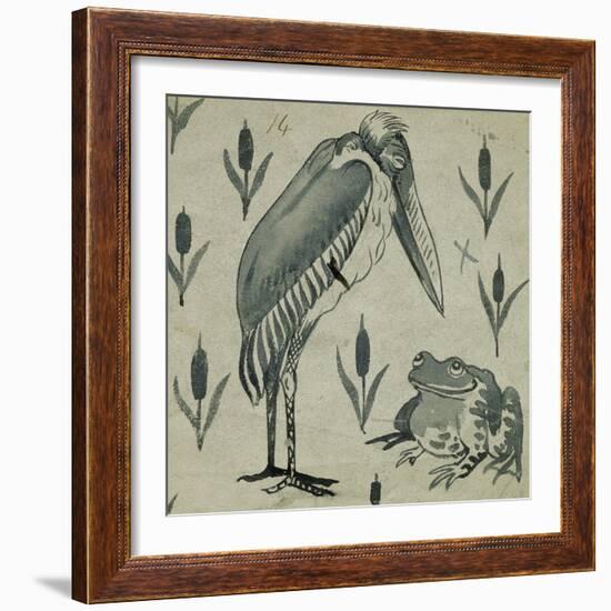 A Pelican and Frog in Conversation (W/C on Paper)-William De Morgan-Framed Giclee Print