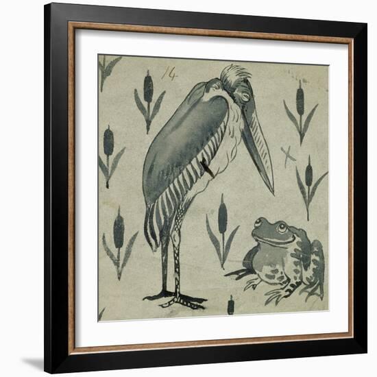 A Pelican and Frog in Conversation (W/C on Paper)-William De Morgan-Framed Giclee Print