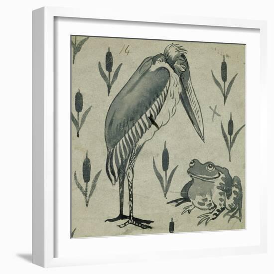 A Pelican and Frog in Conversation (W/C on Paper)-William De Morgan-Framed Giclee Print