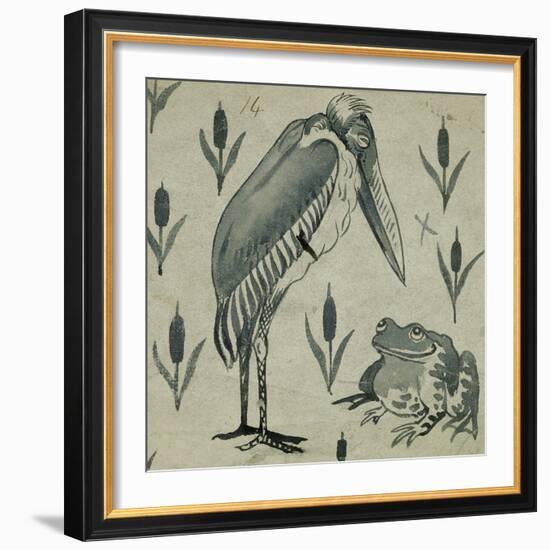 A Pelican and Frog in Conversation (W/C on Paper)-William De Morgan-Framed Giclee Print