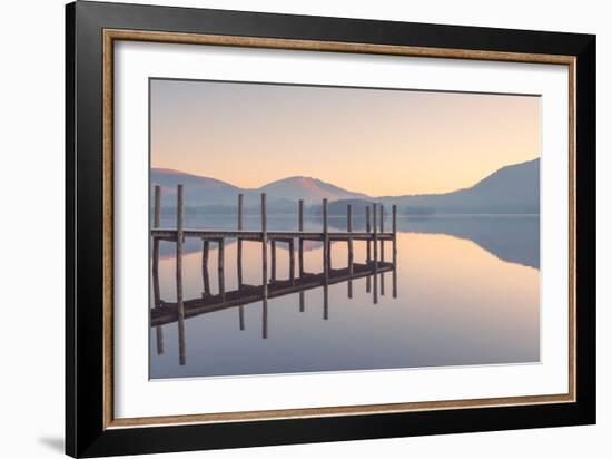 A Perfectly Calm Lake at Sunrise, Derwent Water, Cumbria, England, UK-Louis Neville-Framed Photographic Print