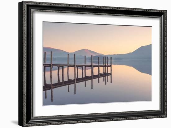 A Perfectly Calm Lake at Sunrise, Derwent Water, Cumbria, England, UK-Louis Neville-Framed Photographic Print