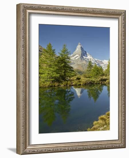 A Person, Grindjisee, Matterhorn, Zermatt, Valais, Switzerland-Rainer Mirau-Framed Photographic Print