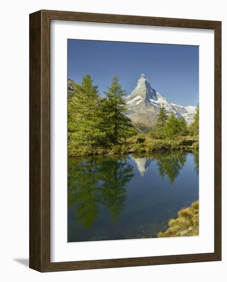 A Person, Grindjisee, Matterhorn, Zermatt, Valais, Switzerland-Rainer Mirau-Framed Photographic Print