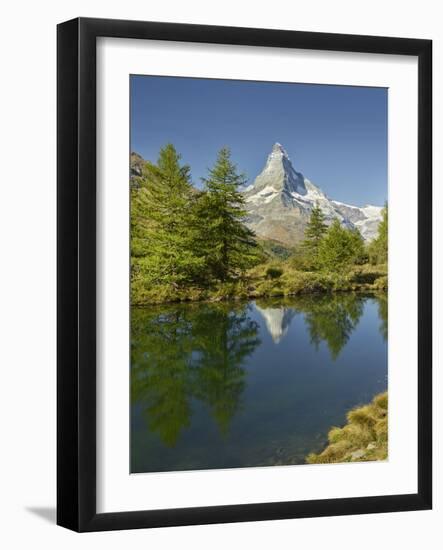 A Person, Grindjisee, Matterhorn, Zermatt, Valais, Switzerland-Rainer Mirau-Framed Photographic Print