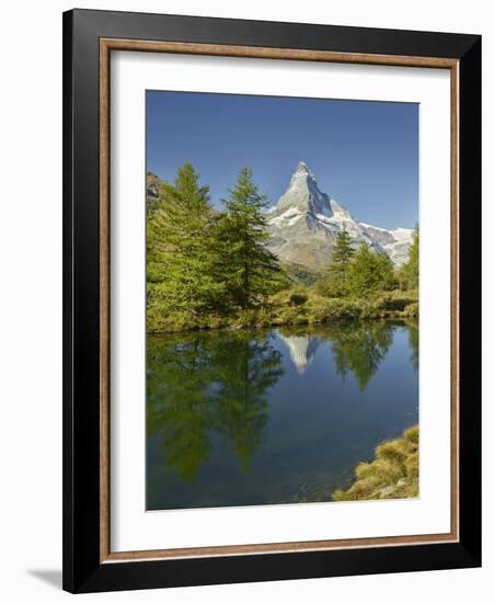A Person, Grindjisee, Matterhorn, Zermatt, Valais, Switzerland-Rainer Mirau-Framed Photographic Print