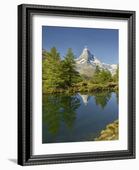 A Person, Grindjisee, Matterhorn, Zermatt, Valais, Switzerland-Rainer Mirau-Framed Photographic Print