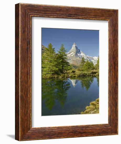 A Person, Grindjisee, Matterhorn, Zermatt, Valais, Switzerland-Rainer Mirau-Framed Photographic Print