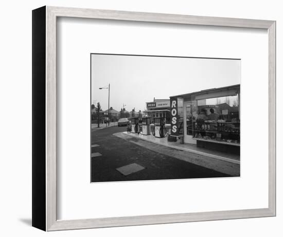 A Petrol Station Forecourt, Grimsby, Lincolnshire, 1965-Michael Walters-Framed Premium Photographic Print
