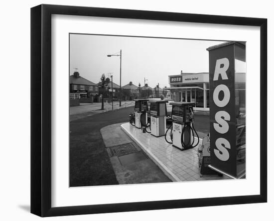 A Petrol Station Forecourt, Grimsby, Lincolnshire, 1965-Michael Walters-Framed Photographic Print