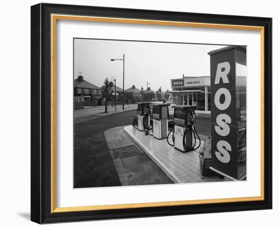 A Petrol Station Forecourt, Grimsby, Lincolnshire, 1965-Michael Walters-Framed Photographic Print