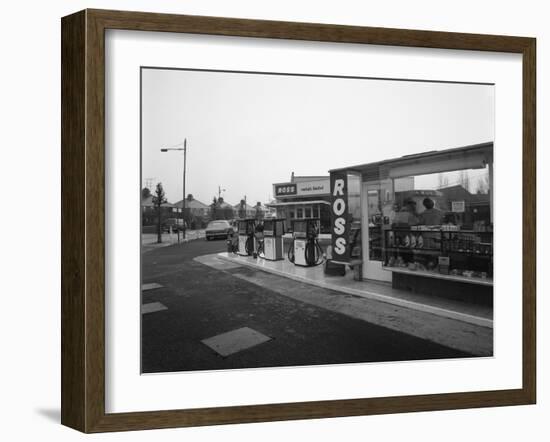 A Petrol Station Forecourt, Grimsby, Lincolnshire, 1965-Michael Walters-Framed Photographic Print