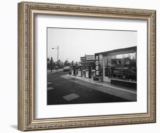 A Petrol Station Forecourt, Grimsby, Lincolnshire, 1965-Michael Walters-Framed Photographic Print