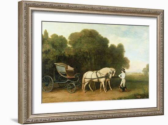 A Phaeton with a Pair of Cream Ponies in the Charge of a Stable-Lad, C.1780-5 (Oil on Panel)-George Stubbs-Framed Giclee Print