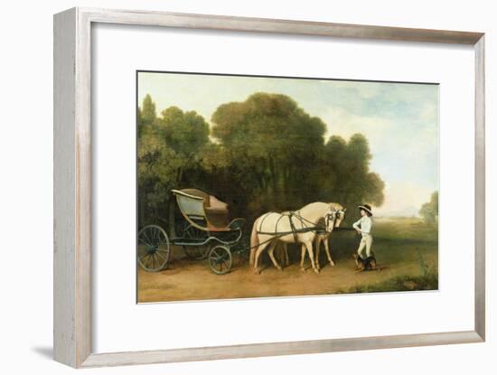 A Phaeton with a Pair of Cream Ponies in the Charge of a Stable-Lad, C.1780-5 (Oil on Panel)-George Stubbs-Framed Giclee Print