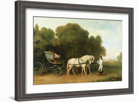 A Phaeton with a Pair of Cream Ponies in the Charge of a Stable-Lad, C.1780-5 (Oil on Panel)-George Stubbs-Framed Giclee Print