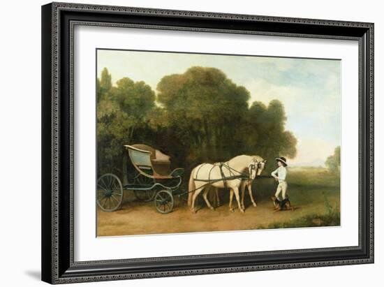 A Phaeton with a Pair of Cream Ponies in the Charge of a Stable-Lad, C.1780-5 (Oil on Panel)-George Stubbs-Framed Giclee Print