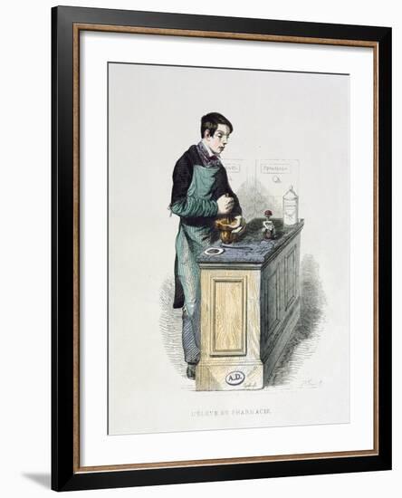 A Pharmacy Student Preparing Medicine, Illustration from 'Les Francais peints par eux-memes', 1841-null-Framed Giclee Print