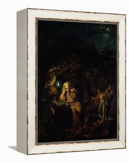 A Philosopher by Lamp Light, exh. 1769-Joseph Wright of Derby-Framed Premier Image Canvas